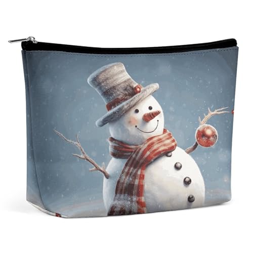 Kosmetiktasche mit lustigem Schneemann, große Kulturbeutel für Damen, wasserdichte Kosmetiktasche für Geldbörse, tragbar, Make-up-Tasche, niedlicher Reißverschluss, Kosmetiktasche, lustige von QMNBTES