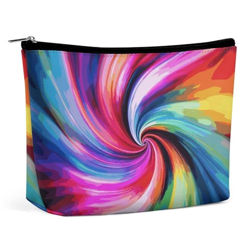 QMNBTES Bunte Batik-Reise-Make-up-Tasche, große Kulturbeutel für Damen, wasserdichte Kosmetiktasche für Geldbörse, tragbarer Make-up-Organizer, niedliche Reißverschlusstasche, Kosmetiktasche, lustige von QMNBTES