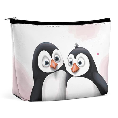 QMNBTES I Love Penguins Reise-Make-up-Tasche, groß, Kulturbeutel für Damen, wasserdichte Kosmetiktasche für Geldbörse, tragbar, Make-up-Tasche, niedlicher Reißverschluss, Kosmetiktasche, lustige von QMNBTES