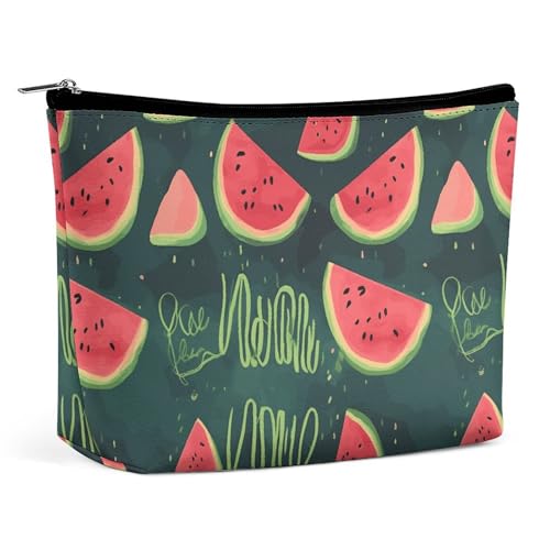 QMNBTES In A Melon Reise-Make-up-Tasche, groß, Kulturbeutel für Damen, wasserdichte Kosmetiktasche für Geldbörse, tragbare Make-up-Organizer, niedliche Reißverschlusstasche, Kosmetiktasche, lustige von QMNBTES