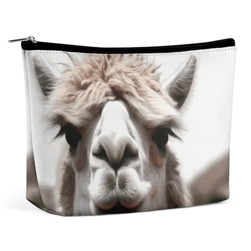 QMNBTES Lustige Alpaka-Llama-Reise-Make-up-Tasche, große Kulturbeutel für Damen, wasserdichte Kosmetiktasche für Geldbörse, tragbare Make-up-Organizer, niedliche Reißverschlusstasche, Kosmetiktasche von QMNBTES