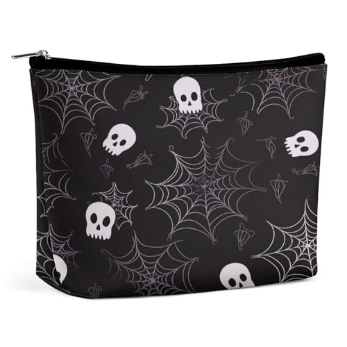 QMNBTES Make-up-Tasche für Halloween, Gothic, große Kulturbeutel für Damen, wasserdichte Kosmetiktasche für Geldbörse, tragbar, Make-up-Tasche, niedlicher Reißverschluss, Kosmetiktasche, lustige von QMNBTES