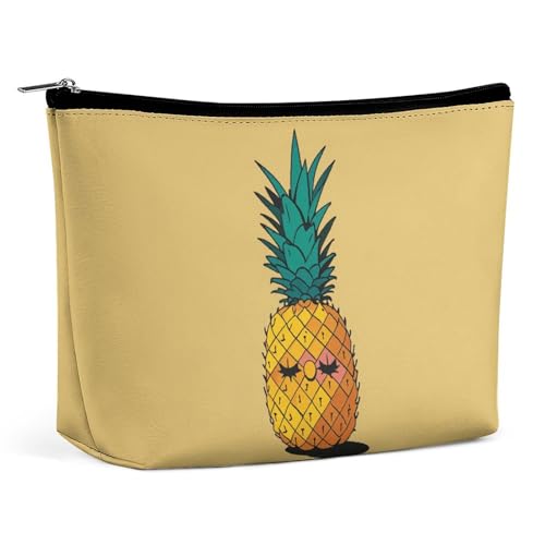 QMNBTES Psych Reise-Make-up-Tasche mit Ananas-Zitaten, groß, Kulturbeutel für Damen, wasserdichte Kosmetiktasche für Geldbörse, tragbar, Make-up-Tasche, niedlicher Reißverschluss, Kosmetiktasche von QMNBTES