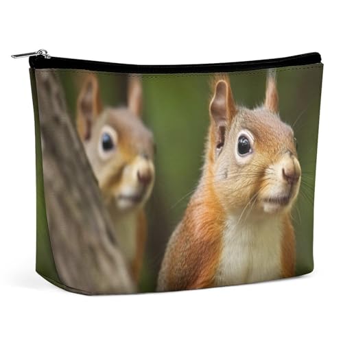 QMNBTES Reise-Make-up-Tasche mit Eichhörnchen-Motiv, große Kulturbeutel für Damen, wasserdichte Kosmetiktasche für Geldbörse, tragbare Make-up-Organizer, niedliche Reißverschlusstasche, Kosmetiktasche von QMNBTES