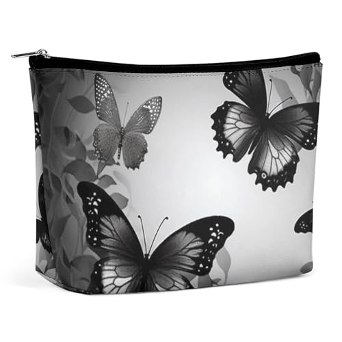 QMNBTES Reise-Make-up-Tasche mit Schmetterlingen, groß, wasserdicht, Kosmetiktasche für Geldbörse, tragbar, Make-up-Tasche, niedlicher Reißverschluss, Kosmetiktasche, lustige Reise-Make-up-Tasche von QMNBTES