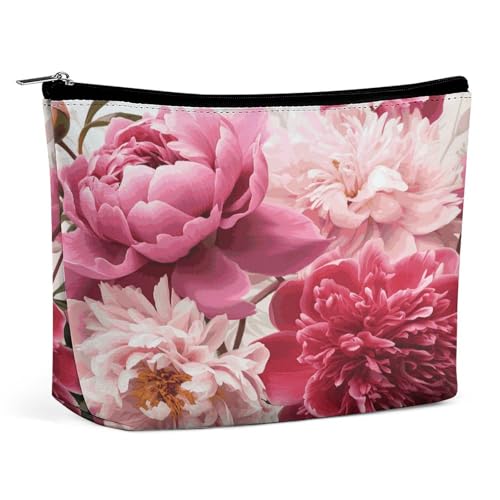 QMNBTES Reise-Make-up-Tasche mit botanischem Blumenmuster, große Kulturtasche für Damen, wasserdichte Kosmetiktasche für Geldbörse, tragbare Make-up-Organizer, niedliche Reißverschlusstasche von QMNBTES
