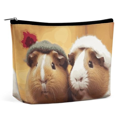QMNBTES Reise-Make-up-Tasche mit niedlichem Meerschweinchen-Motiv, große Kulturtasche für Damen, wasserdichte Kosmetiktasche für Geldbörse, tragbare Make-up-Organizer-Taschen, niedliche von QMNBTES