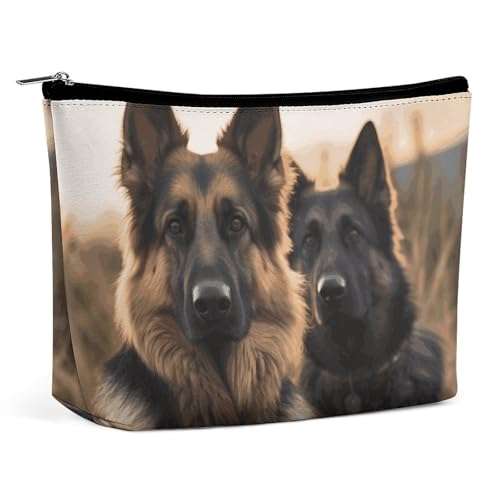 QMNBTES Reise-Make-up-Tasche mit sitzendem Hund, große Kulturtasche für Damen, wasserdichte Kosmetiktasche für Geldbörse, tragbare Make-up-Organizer, niedliche Reißverschlusstasche, Kosmetiktasche von QMNBTES