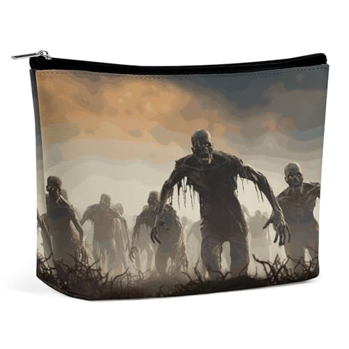 QMNBTES Viele Zombie-Reise-Make-up-Tasche, große Kulturbeutel für Damen, wasserdichte Kosmetiktasche für Geldbörse, tragbare Make-up-Organizer-Taschen, niedliche Reißverschlusstasche, Kosmetiktasche von QMNBTES