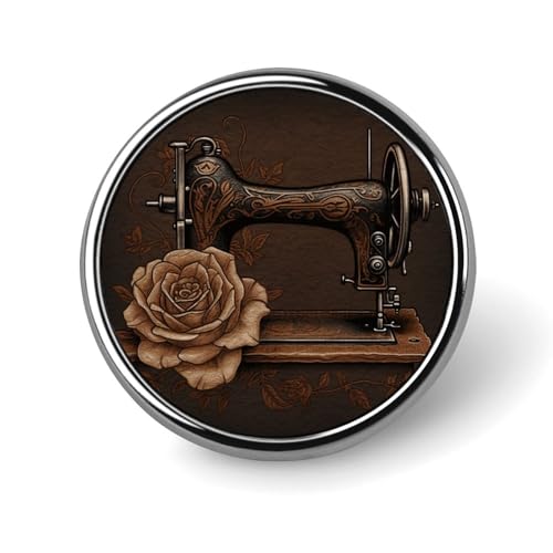 Rose and Sewing Machine Custom Pins for Backpacks Fashion Revers Pin for Suits Cute Hat Button Pins for Women Men Funny Bag Badge Pin Cool Vintage Brooches for Wedding Personalized Brosche Gift von QMNBTES