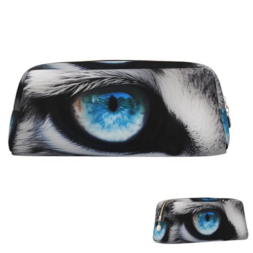 QMNEHJ Federmäppchen mit großem Fassungsvermögen, PU-Leder, Federmäppchen, Schneeleopardauge, kleiner Reißverschluss, Schreibwaren-Tasche, ästhetische Stifttasche, tragbare Make-up-Tasche für Männer von QMNEHJ