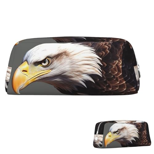 QMNEHJ Federmäppchen mit großem Fassungsvermögen, PU-Leder, Stifteetui, Adler, kleiner Reißverschluss, Schreibwaren-Tasche, ästhetische Stifttasche, tragbare Make-up-Tasche für Männer und Frauen von QMNEHJ