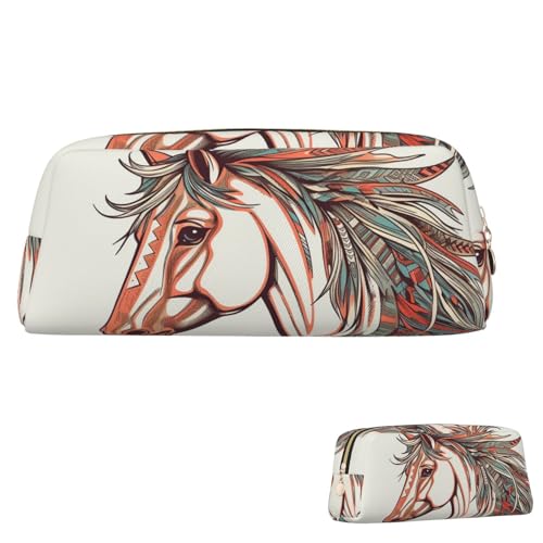 QMNEHJ Federmäppchen mit großem Fassungsvermögen, PU-Leder, Stifteetui, Amor-Pfeil, Liebespferd, kleiner Reißverschluss, Schreibwaren-Tasche, ästhetische Stifttasche, tragbare Make-up-Tasche für von QMNEHJ