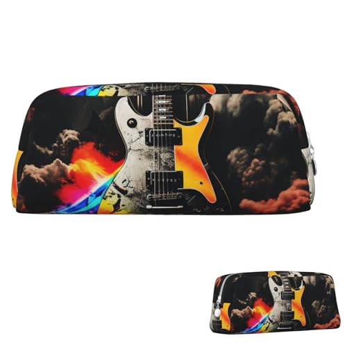 QMNEHJ Federmäppchen mit großem Fassungsvermögen, PU-Leder, Stifteetui, Rockmusik, kleiner Reißverschluss, Schreibwaren-Tasche, ästhetische Stifttasche, niedliche Bleistiftbox, tragbare Make-up-Tasche von QMNEHJ