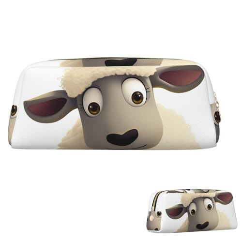 QMNEHJ Federmäppchen mit großem Fassungsvermögen, PU-Leder, Stifteetui, Schaf, kleiner Reißverschluss, Schreibwaren-Tasche, ästhetische Stifttasche, tragbare Make-up-Tasche für Männer und Frauen, gold von QMNEHJ