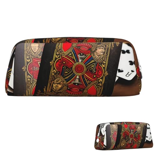 QMNEHJ Federmäppchen mit großem Fassungsvermögen, PU-Leder, Stifteetui, Spielkarten, kleiner Reißverschluss, Schreibwaren-Tasche, ästhetische Stifttasche, niedliche Bleistiftbox, tragbare von QMNEHJ