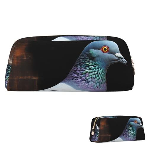 QMNEHJ Federmäppchen mit großem Fassungsvermögen, PU-Leder, Stifteetui, Taubenform, kleiner Reißverschluss, Schreibwaren-Tasche, ästhetische Stifttasche, tragbare Make-up-Tasche für Männer und Frauen von QMNEHJ