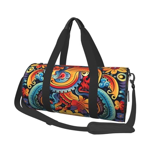 Reisetasche, faltbar, Wochenendtasche, Übernachtungstasche, mexikanische Sporttasche, große Kapazität, leicht, Handgepäcktasche für Männer und Frauen, Schwarz, Einheitsgröße, Schwarz , Einheitsgröße von QMNEHJ