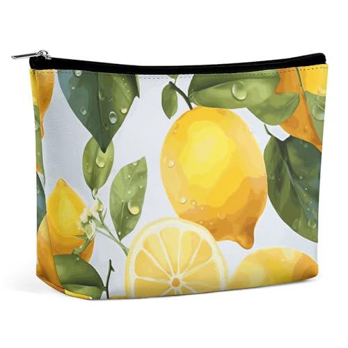 QMNLKH Make-up-Tasche für Damen, Reise-Kulturbeutel, gelbes Zitronenmuster, bedruckt, tragbare Kosmetiktasche, geeignet für Urlaub, Reisen, Gelbe Zitrone., Einheitsgröße QMNLKH Make-up-Tasche für Damen, Reise-Kulturbeutel, gelbes Zitronenmuster, bedruckt, tragbare Kosmetiktasche, geeignet für Urlaub, Reisen, Gelbe Zitrone., Einheitsgröße von QMNLKH