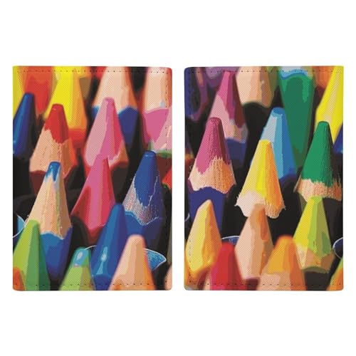 Reisepasshülle Reisepassbuch Leder Reisepasshülle Kartenhalter Dinosaurier Walking Travel Wallet für Geschäftsreise, Reisegeschenke, Buntstifte, 20.3x13.8cm von QMNLKH