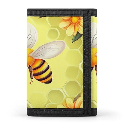 Bee in Flower dreifach gefaltete Geldbörse, schlanke Brieftasche, personalisierbar, RFID-blockierend, für Damen und Herren, Einheitsgröße, Stil:, Einheitsgröße von QMNRTK