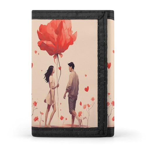 Couple in Love, dreifach gefaltete Brieftasche, schmale Geldbörse, personalisierbar, RFID-blockierend, für Damen und Herren, Einheitsgröße, Stil:, Einheitsgröße von QMNRTK