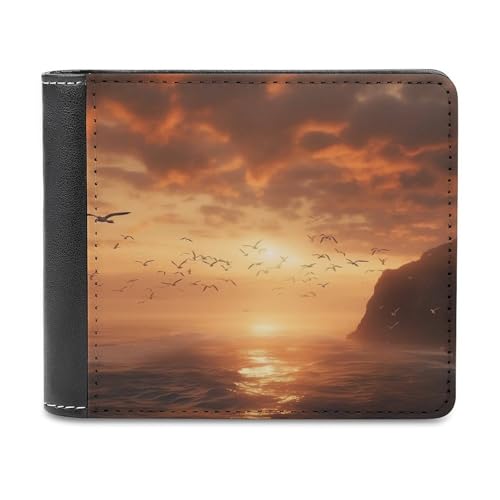 Flying in Sunset Ledergeldbörse für Herren und Damen, RFID-blockierend, extra Kapazität, ultrastarke Nähte, schlanke Geldscheinfach mit 8 Kartenfächern, Stil, Einheitsgröße, Stil:, Einheitsgröße von QMNRTK