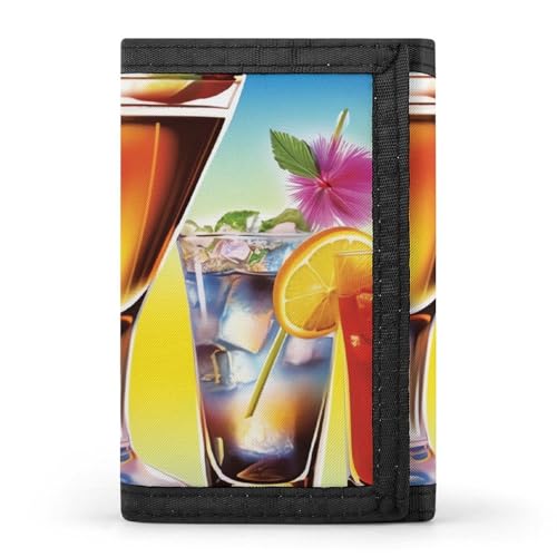 QMNRTK Always Happy Hour dreifach gefaltete Geldbörse, schlanke Brieftasche, personalisierbar, RFID-blockierend, für Damen und Herren, Einheitsgröße, Stil:, Einheitsgröße von QMNRTK