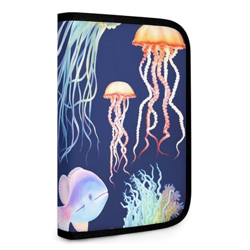 QMNRTK Aquatic Sea Animal Multifunktionale kompakte Geldbörse für Ausweis, Stronghold Waltlet, Kreditkartenhalter, Geldbörse, Reißverschluss, Ledertasche, RFID-blockierend, Bifold Wallet für Männer von QMNRTK