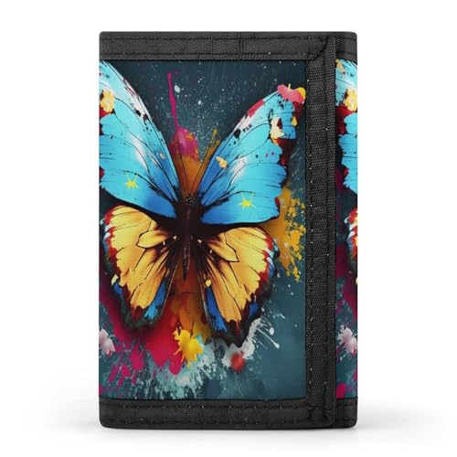 QMNRTK Art Butterfly dreifach gefaltete Geldbörse, schlanke Brieftasche, personalisierbar, RFID-blockierend, für Damen und Herren, Einheitsgröße, Stil:, Einheitsgröße von QMNRTK