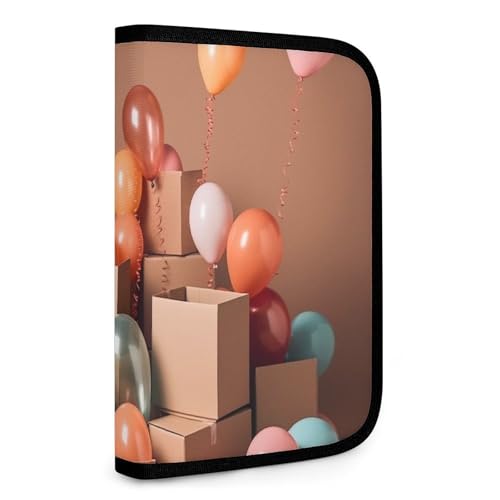 QMNRTK Balloons And Boxes Multifunktionale, kompakte Brieftasche, Ausweis, Stronghold Waltlet, Kreditkartenhalter, Geldbörse, Reißverschluss, Ledertasche, RFID-blockierend, Bifold Wallet für Männer von QMNRTK