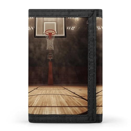 QMNRTK Basketballplatz-Geldbörse, dreifach gefaltet, schmal, personalisierbar, RFID-blockierend, für Damen und Herren, Einheitsgröße, Stil:, Einheitsgröße von QMNRTK