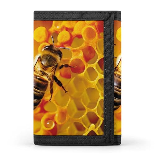 QMNRTK Bee Picking Nectar Dreifach gefaltete Geldbörse, schlanke Brieftasche, personalisierbar, RFID-blockierend, für Damen und Herren, Einheitsgröße, Stil:, Einheitsgröße von QMNRTK
