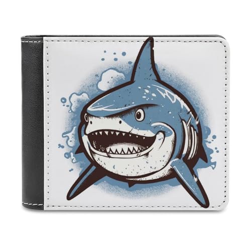 QMNRTK Blue Shark Pictures Ledergeldbörse für Männer und Frauen, RFID-blockierend, extra Kapazität, ultrastarke Nähte, schlanke Geldscheinfach mit 8 Kartenfächern, Stil, Einheitsgröße, Stil:, von QMNRTK