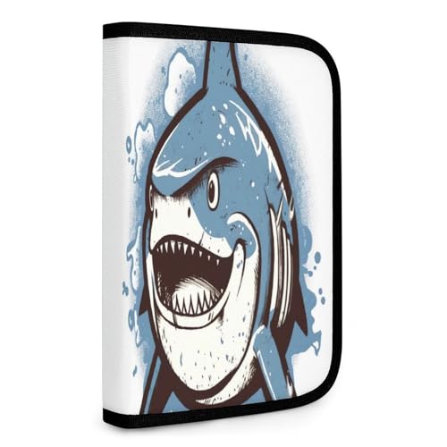 QMNRTK Blue Shark Pictures Multifunktionale kompakte Geldbörse für Ausweis, Stronghold Waltlet, Kreditkartenhalter, Geldbörse, Reißverschluss, Ledertasche, RFID-blockierend, Bifold Wallet für Männer von QMNRTK