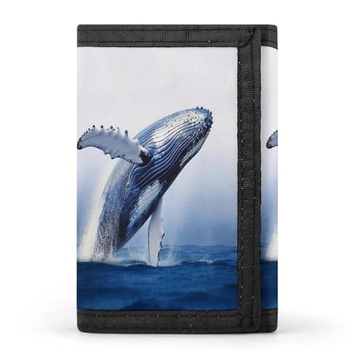 QMNRTK Blue Whale dreifach gefaltete Geldbörse, schlanke Brieftasche, personalisierbar, RFID-blockierend, für Damen und Herren, Einheitsgröße, Stil:, Einheitsgröße von QMNRTK