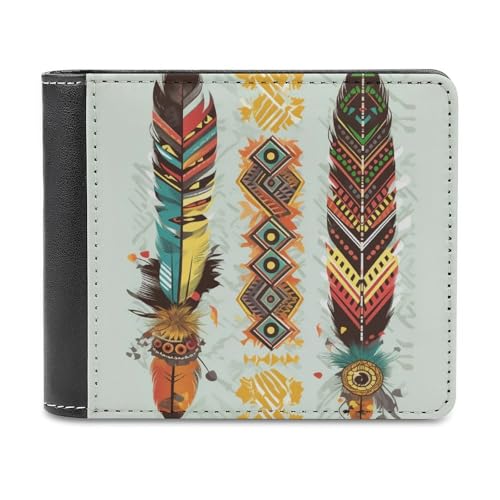 QMNRTK Bohemian Feder-Leder-Geldbörse, Bifold Wallet für Männer und Frauen, RFID-blockierend, extra Kapazität, ultrastarke Nähte, schlanke Geldscheinfach mit 8 Kartenfächern, Stil, Einheitsgröße, von QMNRTK