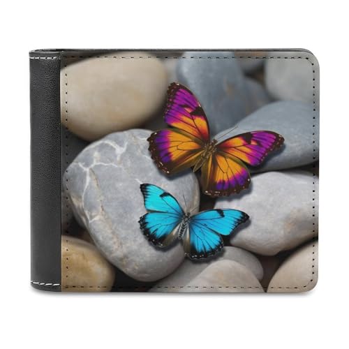 QMNRTK Bunte Geldbörse aus Leder mit Schmetterlingssteinen, für Herren und Damen, RFID-blockierend, extra Kapazität, ultrastarke Nähte, schlanke Geldscheinfach mit 8 Kartenfächern, Stil, von QMNRTK