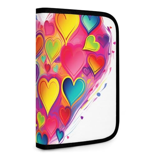 QMNRTK Buntes Herz Multifunktional Kompakt Geldbörse Ausweis Stronghold Waltlet Kreditkartenetui Geldbörse Reißverschluss Lederetui Geldbörse RFID-blockierende Bifold Wallet für Männer Frauen Stil von QMNRTK