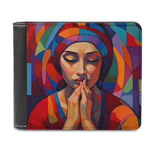 QMNRTK Calm Face Ledergeldbörse für Herren und Damen, RFID-blockierend, extra Kapazität, ultrastarke Nähte, schlanke Geldscheinfach mit 8 Kartenfächern, Stil, Einheitsgröße, Stil:, Einheitsgröße von QMNRTK