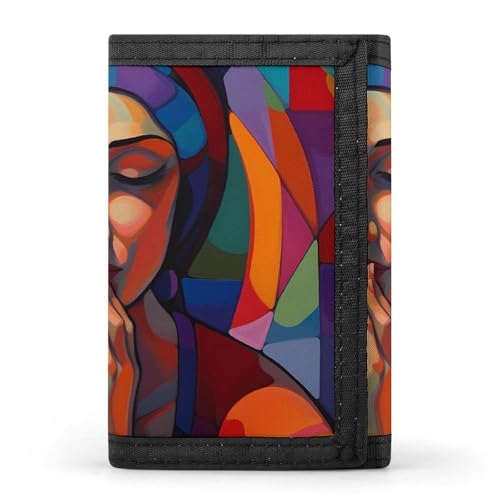 QMNRTK Calm Face dreifach gefaltete Geldbörse, schlanke Brieftasche, personalisierbar, RFID-blockierend, für Damen und Herren, Einheitsgröße, Stil:, Einheitsgröße von QMNRTK