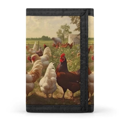 QMNRTK Chickens And Farm Dreifach gefaltete Geldbörse, schlanke Geldbörse, personalisierbar, RFID-blockierend, für Damen und Herren, Einheitsgröße, Stil:, Einheitsgröße von QMNRTK