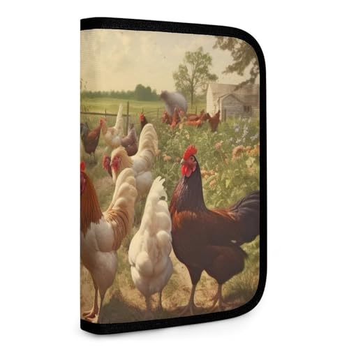 QMNRTK Chickens And Farm Multifunktionale, kompakte Brieftasche, Ausweis, Stronghold Waltlet, Kreditkartenhalter, Geldbörse, Reißverschluss, Ledertasche, RFID-blockierend, Bifold Wallet für Männer und von QMNRTK