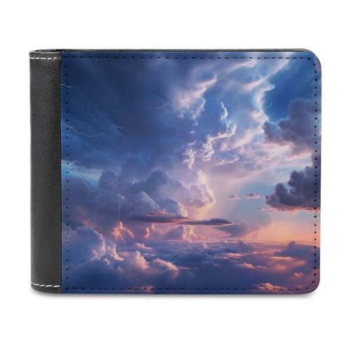 QMNRTK Clouds Ledergeldbörse für Herren und Damen, RFID-blockierend, extra Kapazität, ultrastarke Nähte, schlanke Geldscheinfach mit 8 Kartenfächern, Stil, Einheitsgröße, Stil:, Einheitsgröße von QMNRTK