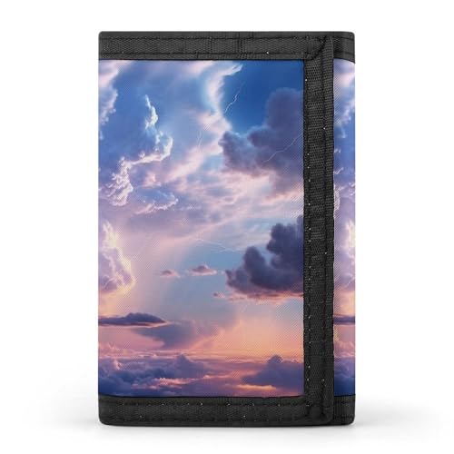 QMNRTK Clouds dreifach gefaltete Geldbörse, schmale Geldbörse, personalisierbar, RFID-blockierend, für Damen und Herren, Einheitsgröße, Stil:, Einheitsgröße von QMNRTK