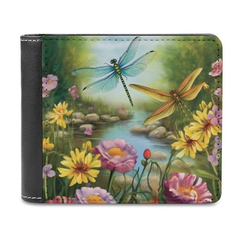 QMNRTK Dragonfly Garden Spring Ledergeldbörse für Herren und Damen, RFID-blockierend, extra Kapazität, ultrastarke Nähte, schlanke Geldscheinfach mit 8 Kartenfächern, Stil, Einheitsgröße, Stil:, von QMNRTK