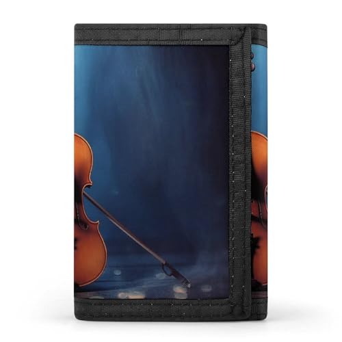 QMNRTK Dreifach gefaltete Geldbörse für Violinen-Poster, schlanke Brieftasche, personalisierbar, RFID-blockierend, für Damen und Herren, Einheitsgröße, Stil:, Einheitsgröße von QMNRTK