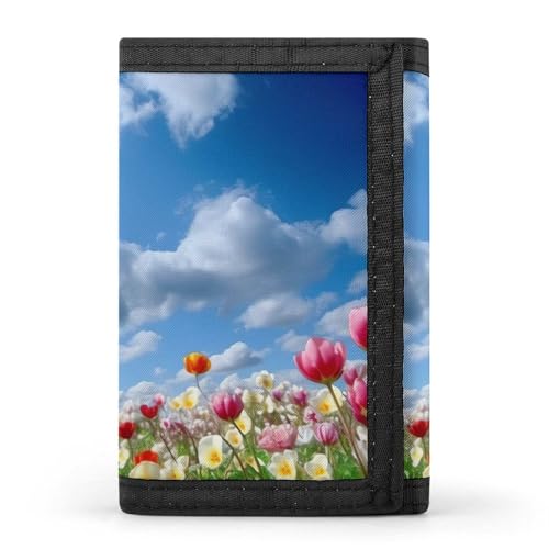 QMNRTK Dreifach gefaltete Geldbörse mit Blumenmuster, schlanke Brieftasche, personalisierbar, RFID-blockierend, für Damen und Herren, Einheitsgröße, Stil:, Einheitsgröße von QMNRTK