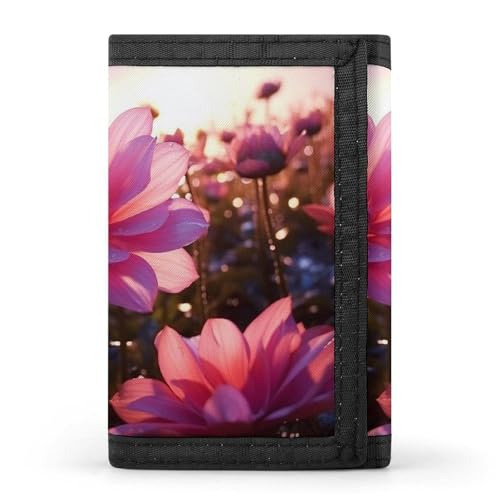 QMNRTK Dreifach gefaltete Geldbörse mit Blumenmuster, schlanke Brieftasche, personalisierbar, RFID-blockierend, für Damen und Herren, Einheitsgröße, Stil:, Einheitsgröße von QMNRTK