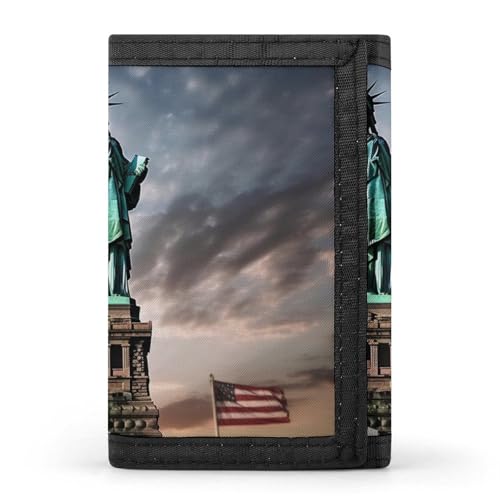 QMNRTK Dreifach gefaltete Geldbörse mit Freiheitsstatue, schlanke Brieftasche, personalisierbar, RFID-blockierend, für Damen und Herren, Einheitsgröße, Stil:, Einheitsgröße von QMNRTK